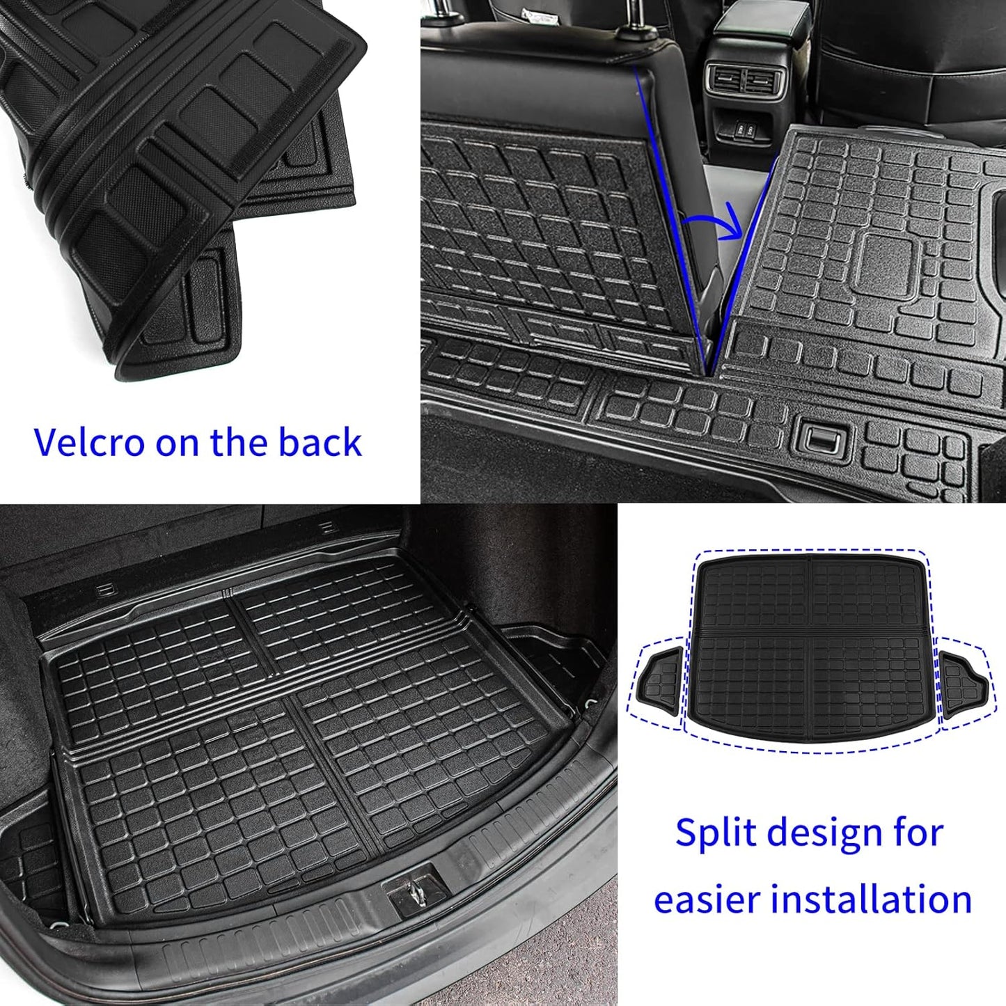 Rongtaod Cargo Mat Compatible with 2017-2022 Honda CRV Trunk Mat Cargo Liner Trunk Liner TPE All Weather Seat Back Cover Protector 2021 CR-V Accessories (Trunk Mats+Backrest Mats)