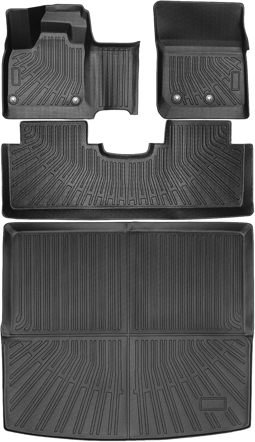 All Weather Floor Mats and Cargo Mat Set Fit for Nissan Ariya 2025 2024 2023, TPE Car Mats Waterproof Anti-Slip Rubber Floor Liners for Ariya Accessories - 4 PCS