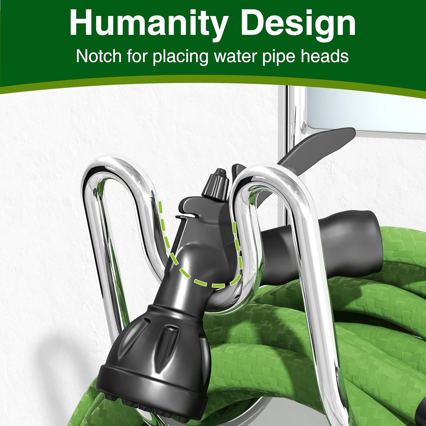 Stainless Steel Garden Hose Holder - Silver SS304 Water Hose Holder - Wall Mounted Hose Hanger Heavy Duty for Water Hose Extension Cords Vacuum Hose, Anti-Rust (2 Pack)