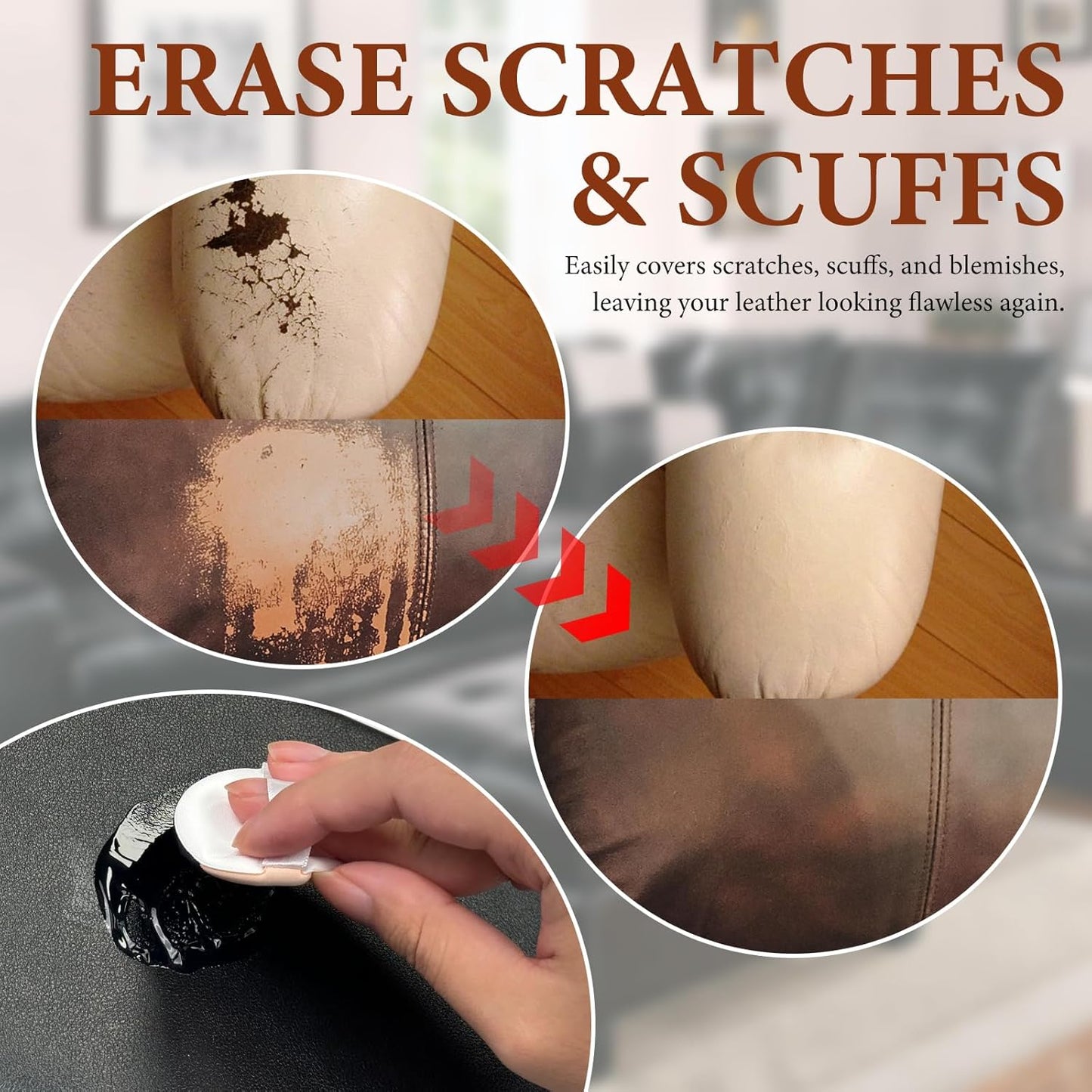 Leather Recoloring Balm Leather Color Restorer Scratch Repair Leather Paint for Furniture Couches Car Seats Shoes Bags Leather Dye and Scratched Leather with Leather Conditioner - TAN