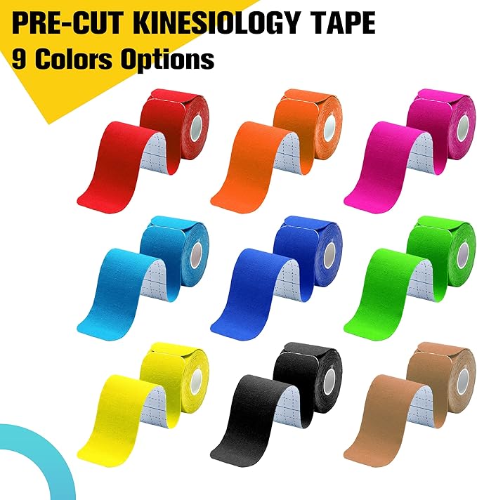 Kinesiology Tape Precut 2 Rolls Pack, Athletic Tape for Muscle Joints Support, 40 Strips for Knee Ankle Shoulder Back, Latex Free and Water Resistant, Blue