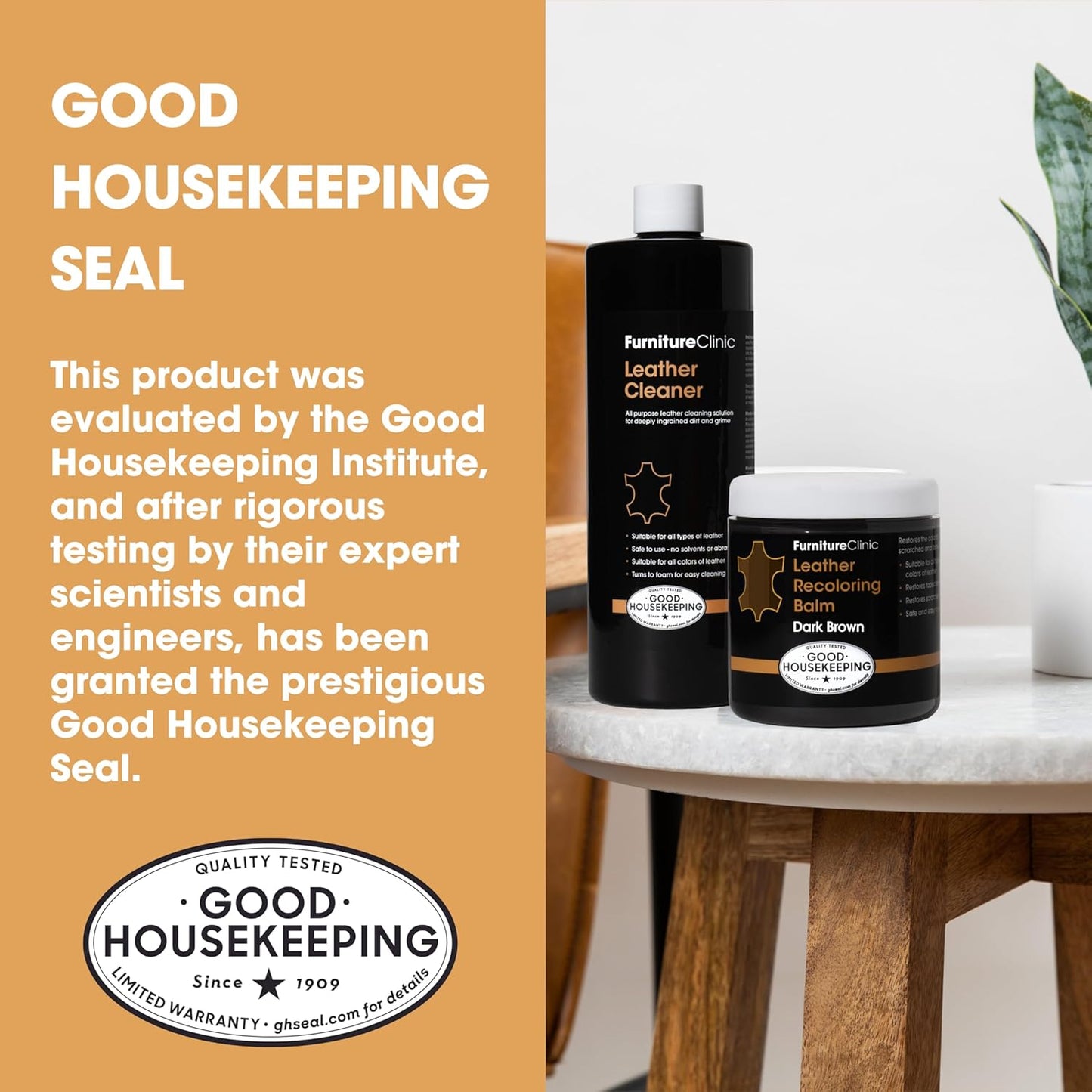 Furniture Clinic Leather Easy Restoration Kit | with Leather Recoloring Balm, Cleaner, Sponge, and Cloth | Leather Repair Kit for Scratched and Faded Furniture (Cream)