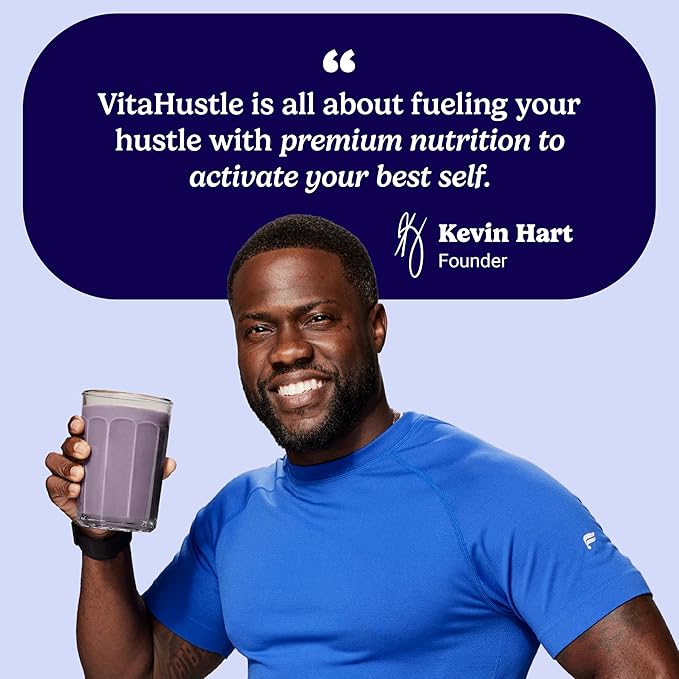 VitaHustle ONE Meal Replacement Shake - Plant Based Protein Powder by Kevin Hart - Vegan, Meal Replacement Powder with Superfoods, Vitamins, Adaptogens & Probiotics - Blueberry Cobbler Flavor, 15 Servings