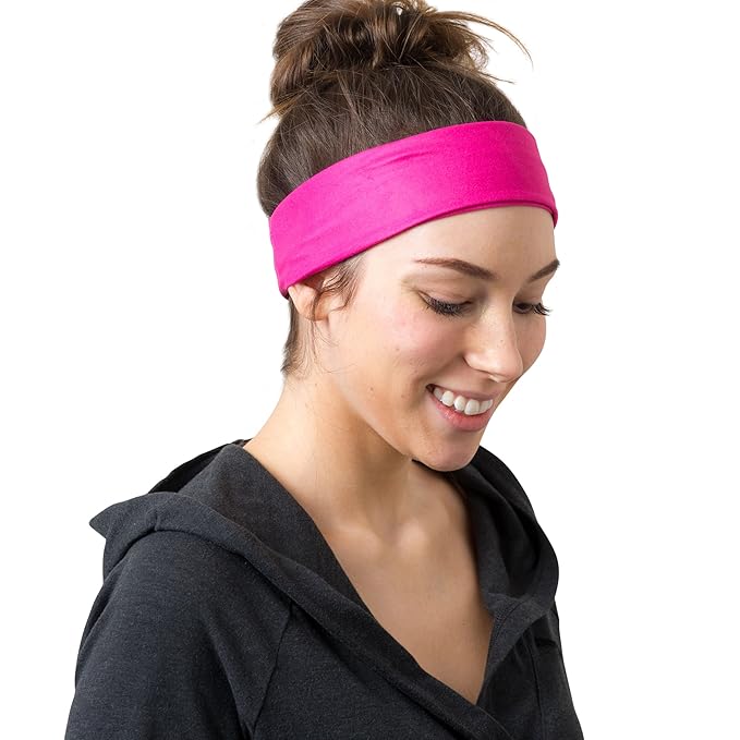 RiptGear Stretch Sport Headband for Women (Solid Pink) — Made of Non-Slip Sweat Wicking Fabric — Great for Yoga, Running or The Gym — Soft Headband That Fits Most Head Sizes — (1-Pack)