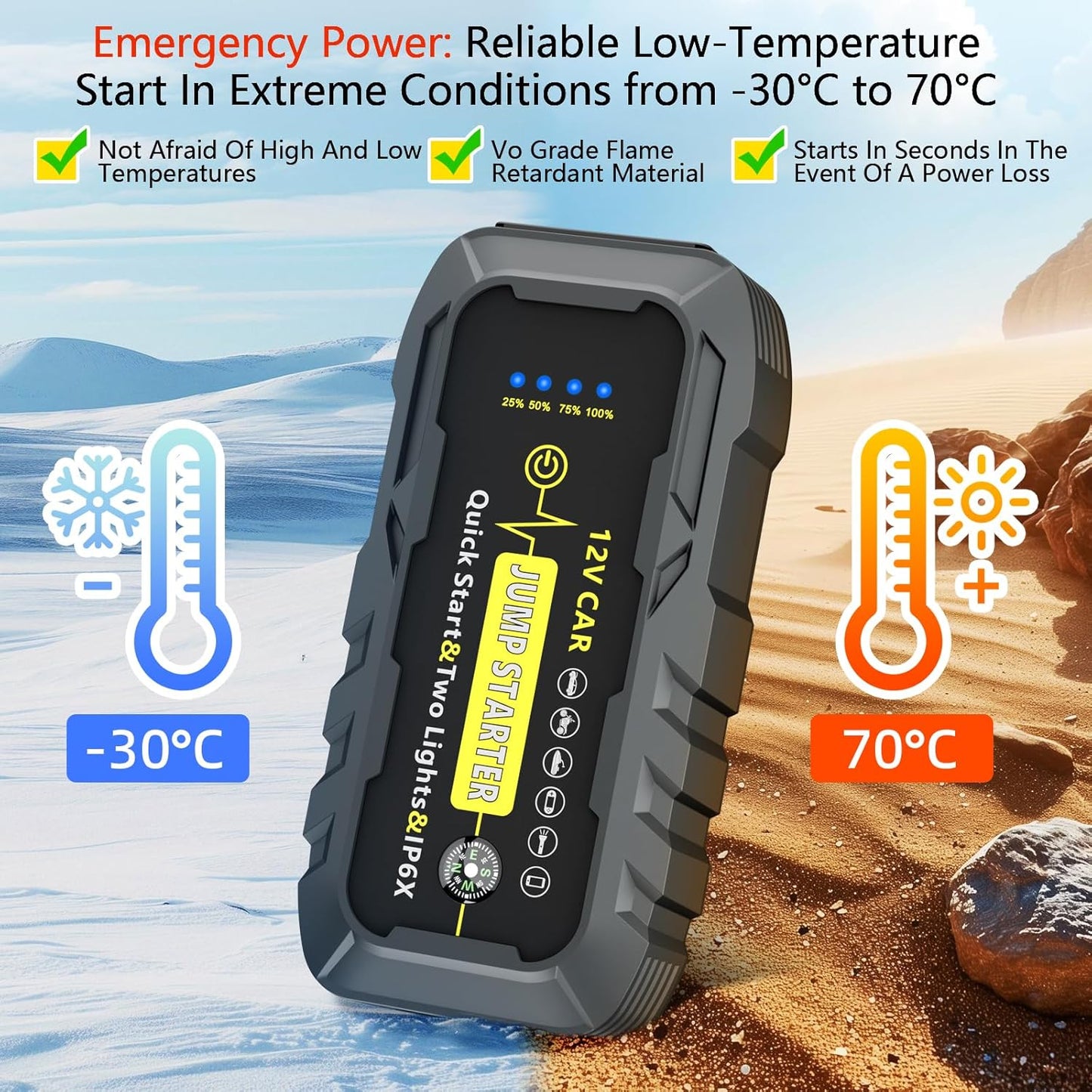 2025 Upgraded for A5 Car Jump Starter 3000A,Jump Starter Battery Pack for Up to 9.0L Gas and 7.0L Diesel Engines,12V Portable Jump Box with 4 Modes Flashlight and Jumper Cable-3year Limited