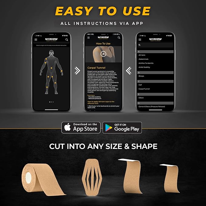 Kinesiology Tape-Incredible Support for Athletic Sports and Recovery + Free Taping Guide - Pre-Cut 2 inch 100 feet (Desert Beige + Free Taping Guide, 1 Pack)