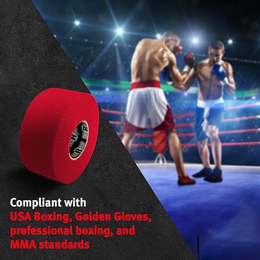 Ringside 1" Athletic Trainers Tape, Cotton Kinesiology Tape for Combat Sports, Adhesive, 30 Foot Rolls, Red, 5 Pack
