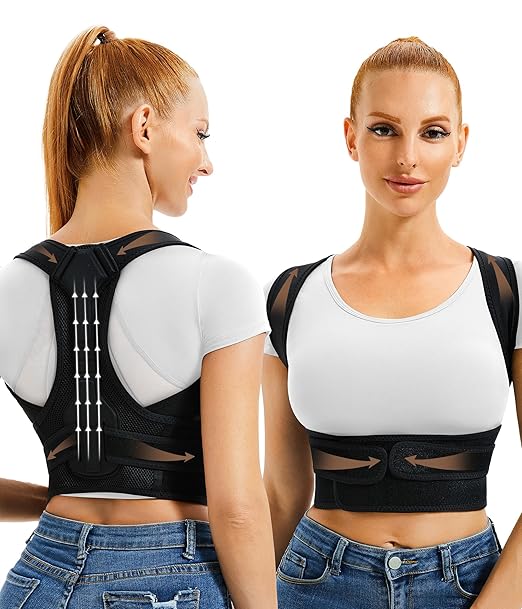 URSEXYLY Back Brace and Posture Corrector for Women and Men, Lightweight Shoulder Straightener Adjustable Full Back Support,Back Pain Relief Spine Corrector (Black, M/L)