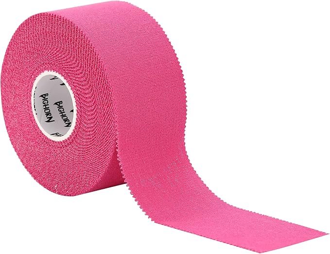 Bighorn Athletics Sports Tape | EZ-Tear Pink Athletic Tape for Wrist, Ankle & Foot Support | Zinc Oxide Infused & Latex-Free Adhesive, Breathable Cotton Fabric, 1.5-Inch x 45-Feet, 4 Rolls, Pink