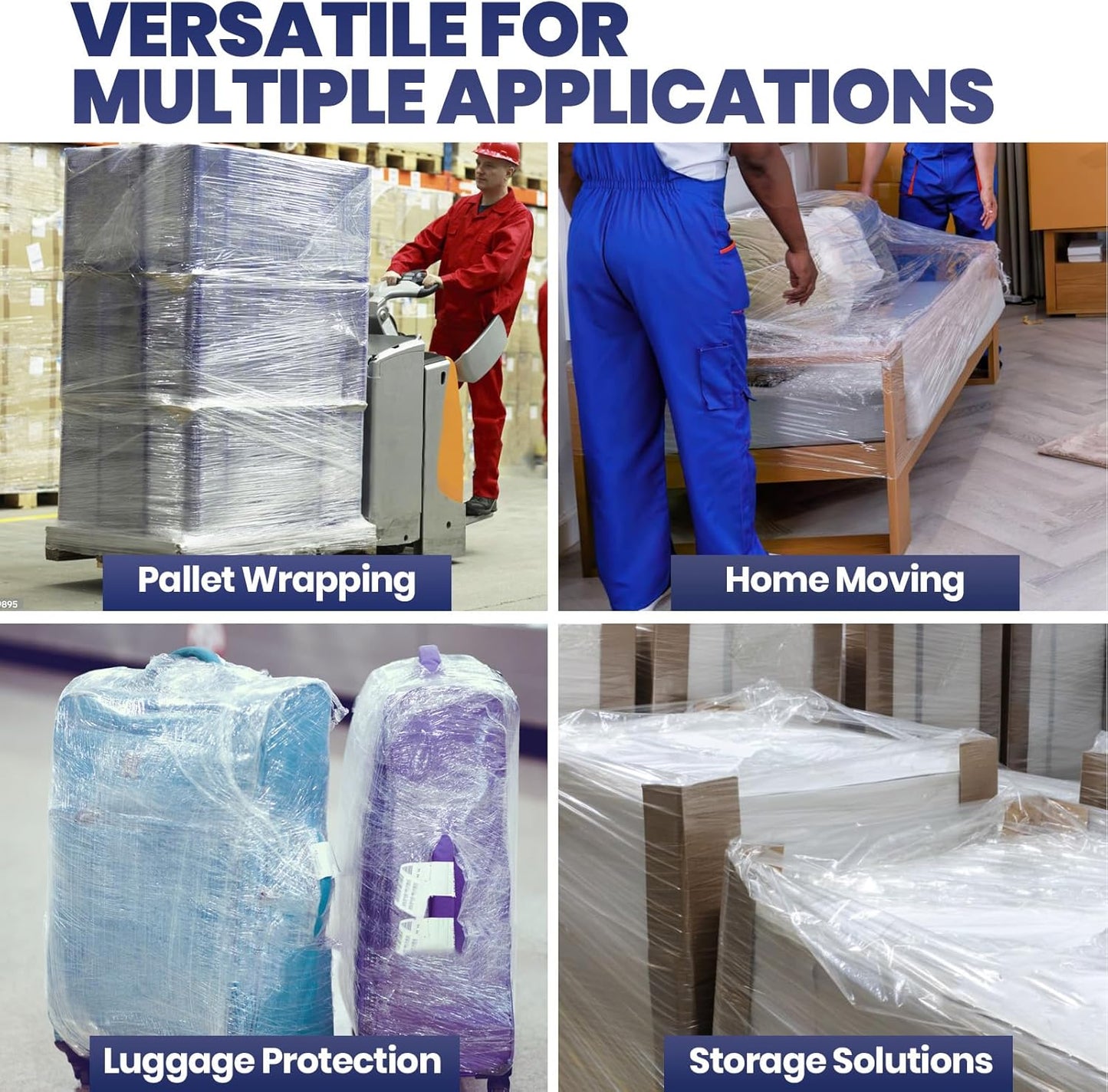 ADHES Mini Hand Stretch Wrap Film, 5 Inch x 1000 Feet, 4-Pack 80 Gauge Industrial Strength Stretch Film, Shrink Wrap Roll for Packing, Pallet Wrap, Furniture Wrapping Moving & Protection