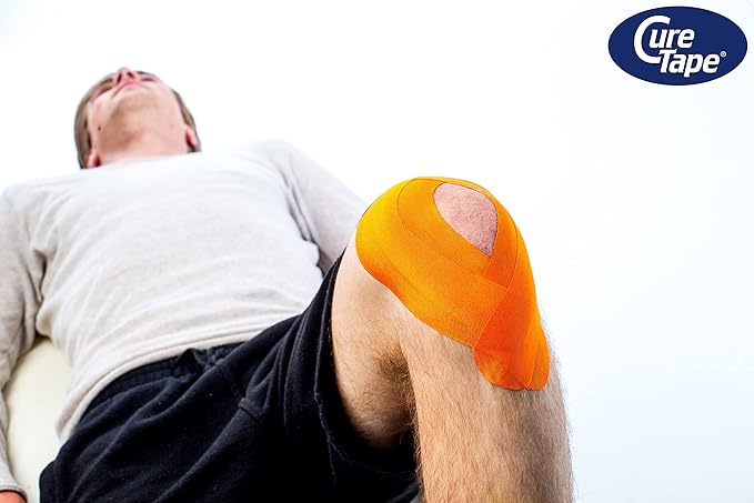 CureTape Sports | Kinesiology Tape for Muscle & Joint Pain | Elastic Therapeutic Tape | Waterproof Athletic Tape | Medical K Tape | 30% Stronger Adhesion | Orange | 2inx16ft | (Pack of 1)