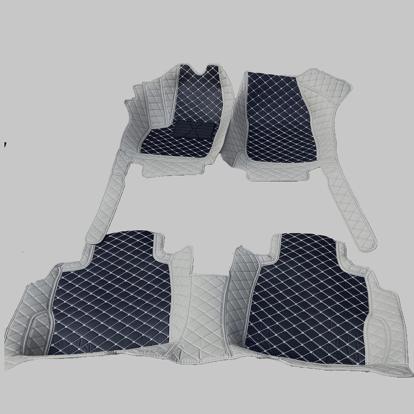 Custom All-Weather Protection Luxury Leather Floor Mats for Cars SUVs Trucks According Anti-Slip Leather Floor mats ﻿ (34,Gray and Black White)