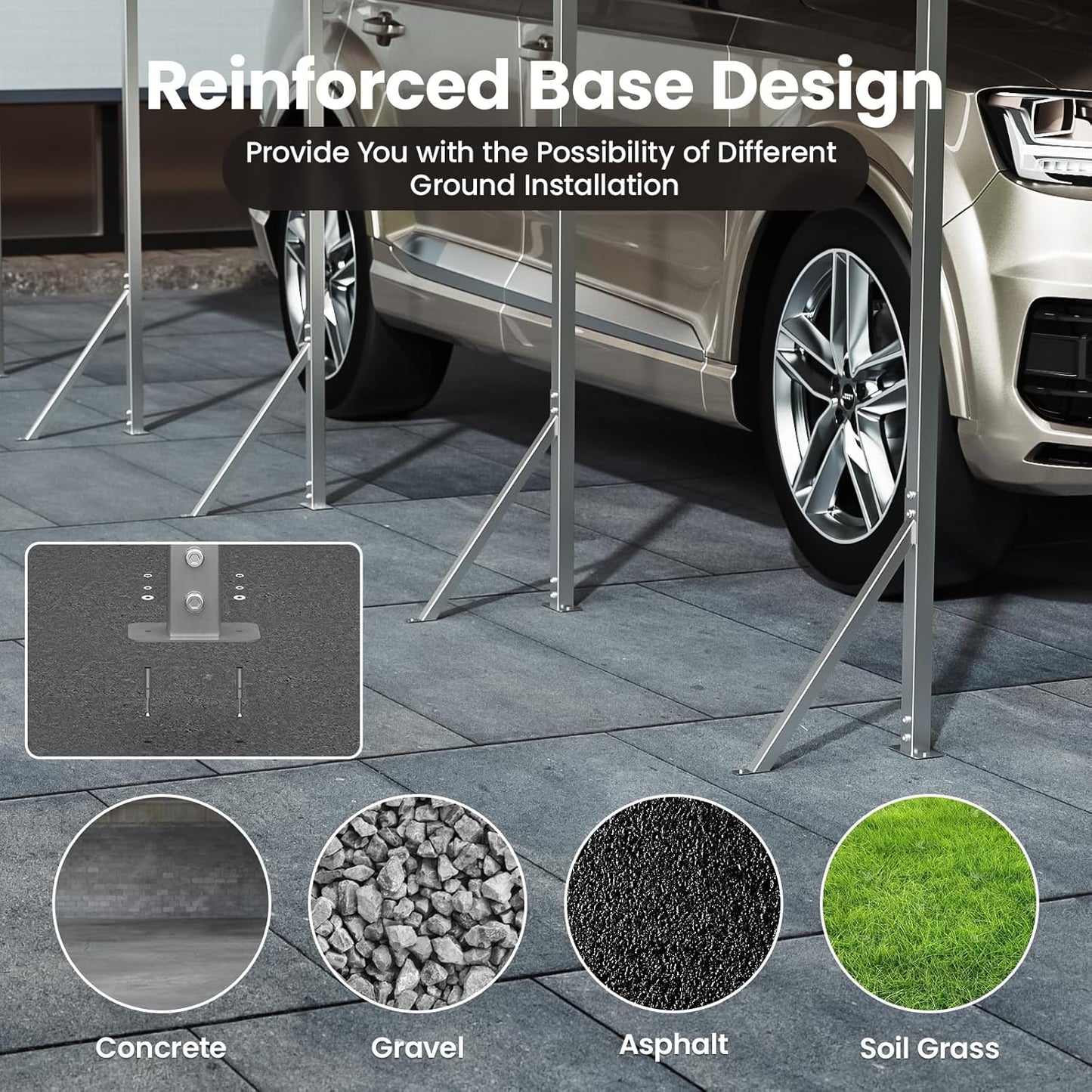 12x20' Heavy Duty Metal Carport – Sturdy Structure, All-Weather Protection, Easy Assembly for Cars, Trucks, Boats, Tractors, and Outdoor Storage (White, 12x20FT)