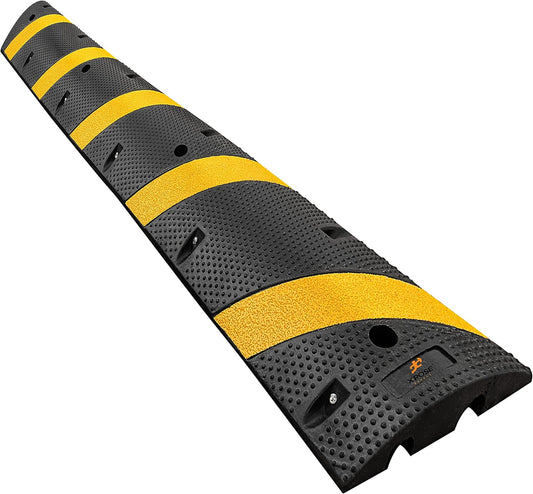 Speed Bump Strip - 6 Ft Rubber Speed Humps with Modular Interlocking Design - Stop and Slow Cars - for Outdoor, Road, Ramp Ends, Driveway Curb Ramps by Xpose Safety