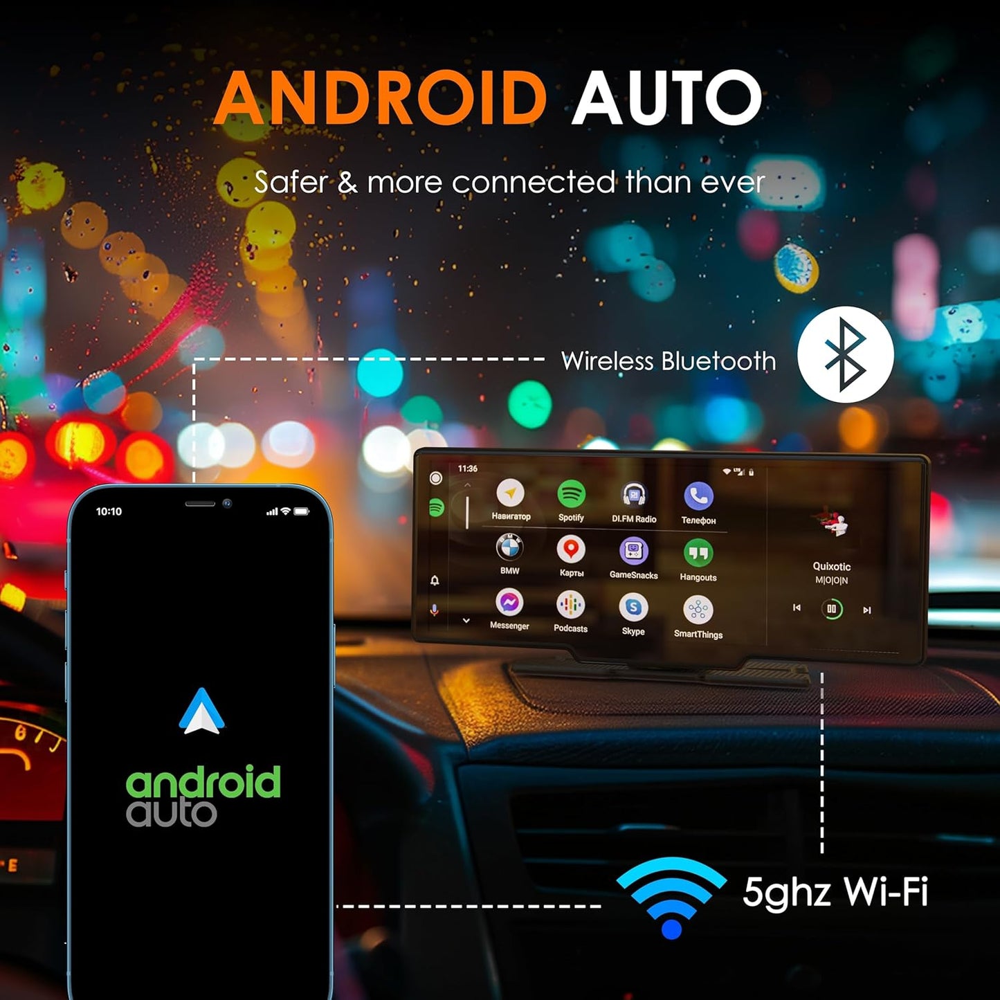 CPDuo Pro - 10.26" 4K Dash Cam with Wireless CarPlay & Android Auto, Touchscreen, GPS, Bluetooth, WDR, Night Vision, 170° Wide, Parking Mode