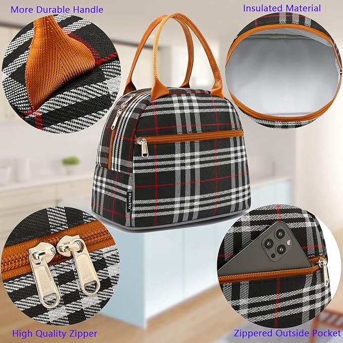 FlowFly Insulated Lunch Cooler Bag - Tote Bag Organizer for Women/Men, W&B