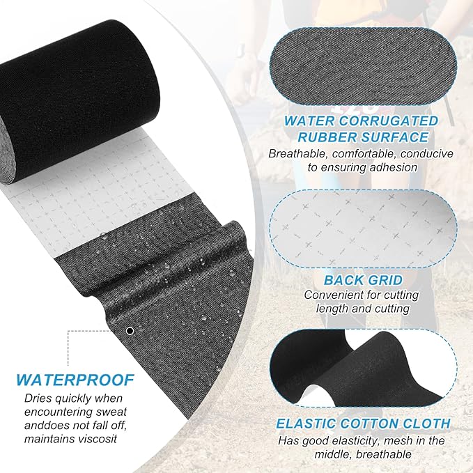 PATIKIL 5.5 Yard x 4 inch Kinesiology Tape, 1 Roll Adhesive Cotton Sports Muscle Support Tapes Waterproof Elastic Tape for Knee Ankle Wrist Shoulder, Black