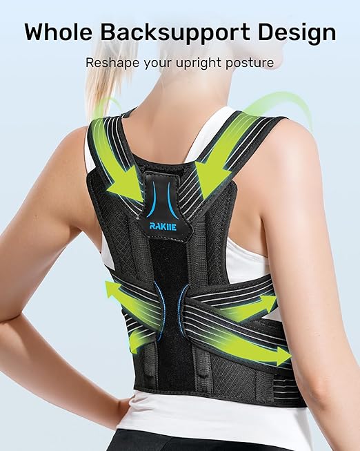 Posture Corrector for Women and Men, Upgraded Back Brace with Enhanced Support, Shoulder Straightener with Cushioned Shoulder Pads & Underarm Pain Relief Strap, Size M (Upper Waist: 35.4"-41.3")