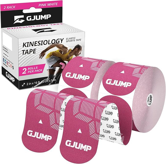 Kinesiology Tape, Original Cotton Elastic Athletic Tape for Muscle Strain Relief & Joint Support, 40 Count Precut Strips 2 Rolls, Waterproof & Breathable Sports Tape for Support and Recovery