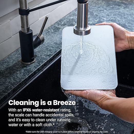 Etekcity Food Kitchen Scale, 22lb Digital Weight Scale Grams and Ounces Rechargeable Waterproof Tool for Weight Loss, Cooking, Baking, Meat, Bread, Large 0.05oz/1g Accuracy