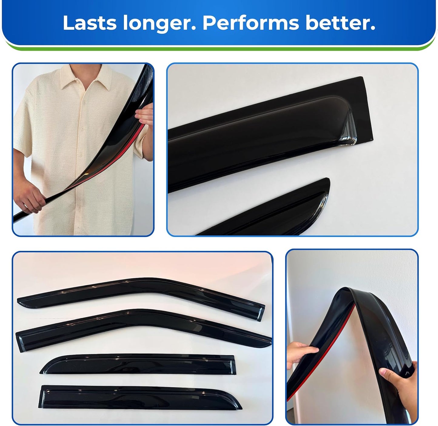 KPY Window Visor Compatible with Nissan Sentra 2013-2019, 4PC Rain Guard Side Window Vent Deflectors Tape-On Mugen Style, 2013 2014 2015 2016 2017 2018 2019