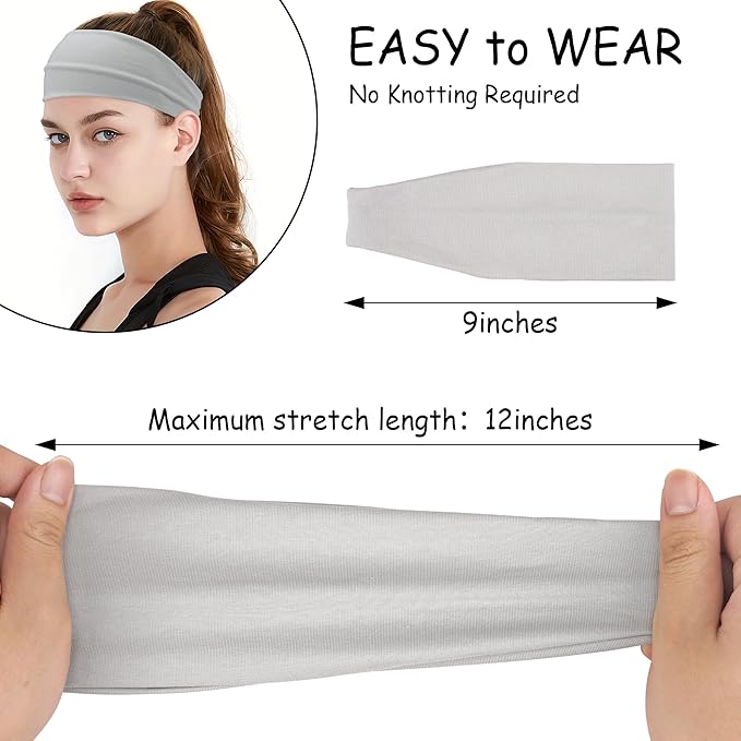JOYOYO Unisex Headbands for Women's Hair Soft Stretchy Fabric Kylie Head Band Bandeaux Hair Accessories for Workout Gym Yoga Hair Band,100% Pure Cotton