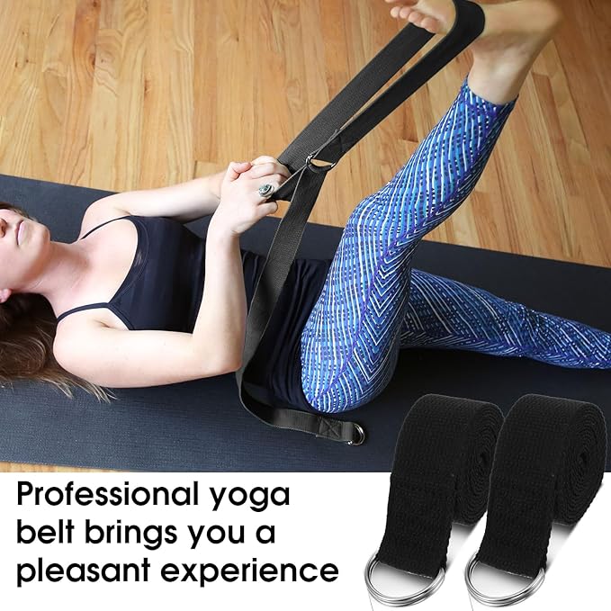 12 Pcs Yoga Strap 6Ft Exercise Stretch Bands for Flexibility with Adjustable Metal D Ring Buckle Loop Stretch Strap Non Elastic Yoga Belt Yoga Exercise Adjustable Straps for Pilates