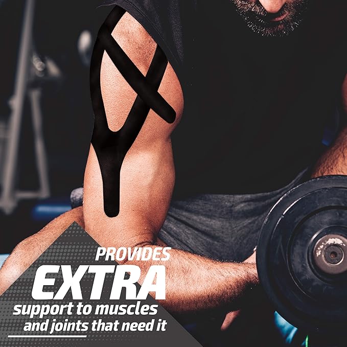 Physix Gear Cotton Kinesiology Tape Roll 16ft, Latex-Free Athletic Tape for Muscles/Joints, Waterproof Kinesiolgy, Stretchy Kinesiologytape, Gentle on Skin Kiniseaology Tape, Kinesology Tape