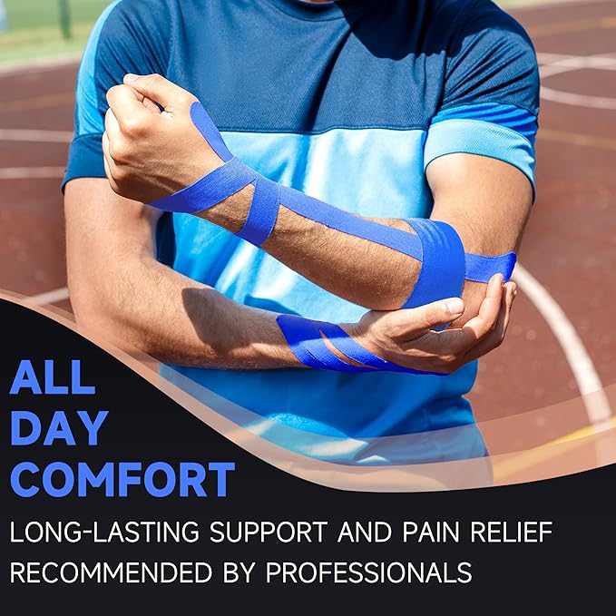 CKeep Uncut Kinesiology Tape(2 Rolls), Original Cotton Elastic Premium Athletic Tape,Latex Free Hypoallergenic, 2inch x 16ft, Blue