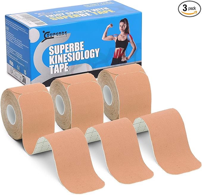 K Athletic Tape, Kinesiology Tape Precut - Premium Kinesthetic Tape for Muscles Knee Shoulder Elbow, 2 Inch x 16.5 feet (3 Rolls Pack)