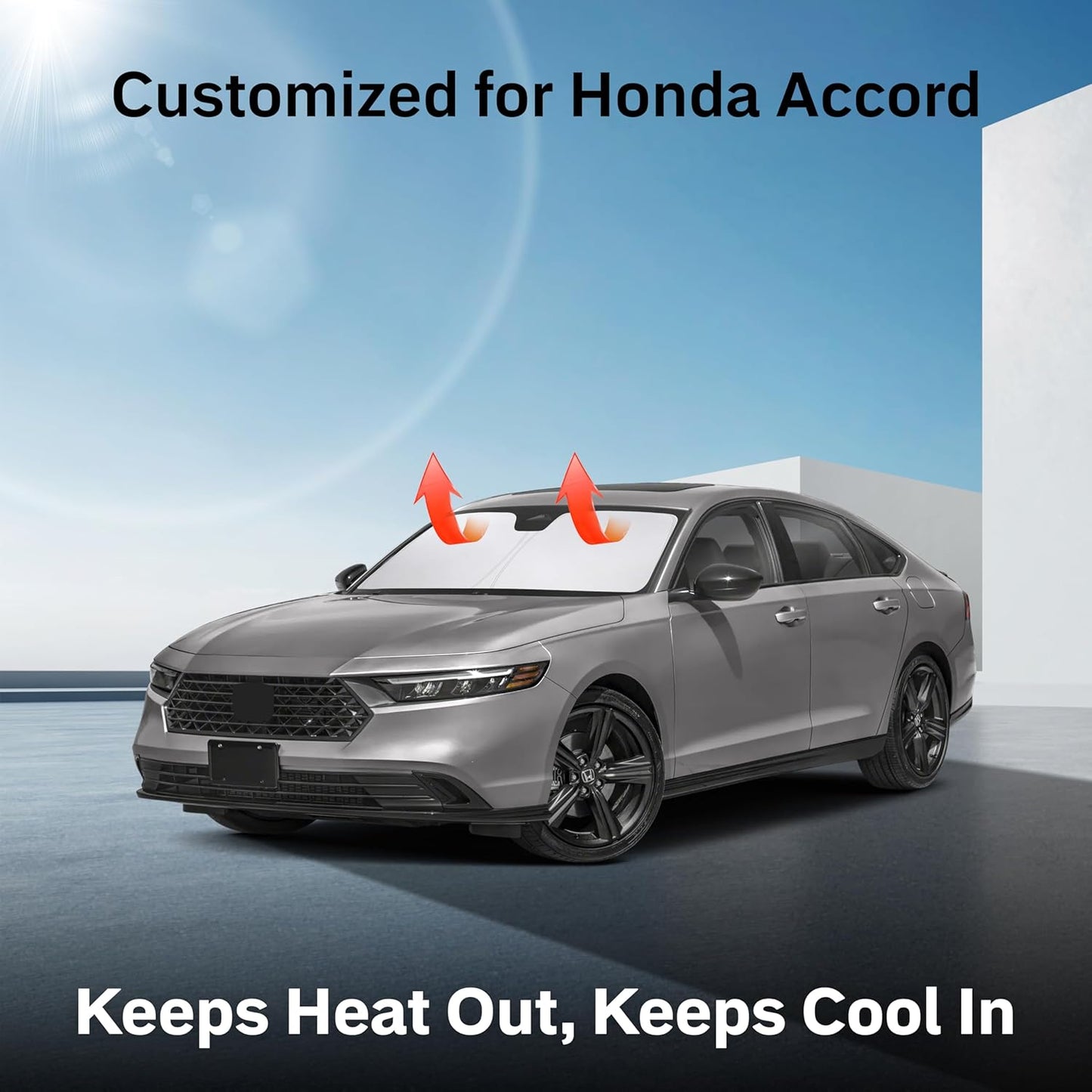 for Honda Accord 2018-2025 Car Windshield Sunshade-EcoNour 240T Polyester Material Cars Sun Visor Reflector - Blocks UV Rays - Foldable Sunshade Interior Protection Honda Accord Accessories