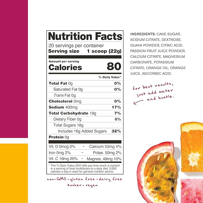 Skratch Labs Hydration Powder | Sport Drink Mix | Electrolytes Powder for Exercise, Endurance, and Performance | Passion Fruit Orange Guava | 20 Servings | Non-GMO, Vegan, Kosher