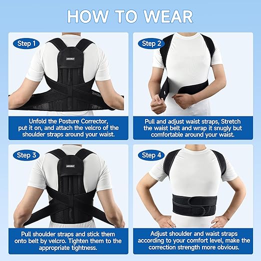 Back Brace Posture Corrector for Men and Women, Adjustable Shoulder Straightener Full Back Support, Upper and Lower Back Brace for Pain Relief, Scoliosis, Hunchback, Hump (Medium)