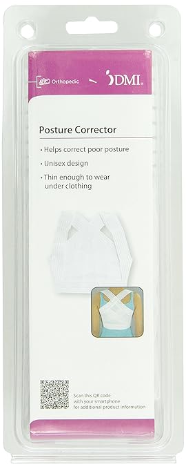 DMI Posture Corrector for Men and Women, Adjustable Criss-Cross Support for Reducing Back Pain and Strain, Comfortable and Breathable, Machine Washable, White, Small, 30" to 32" Chest Size (Pack of 3)