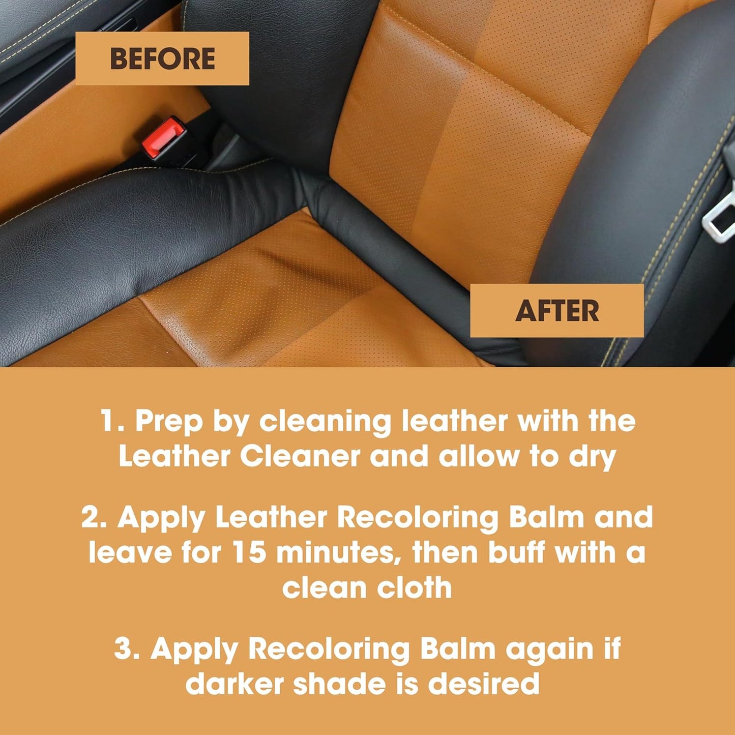 Furniture Clinic Leather Easy Restoration Kit | with Leather Recoloring Balm, Cleaner, Sponge, and Cloth | Leather Repair Kit for Scratched and Faded Furniture (Cream)