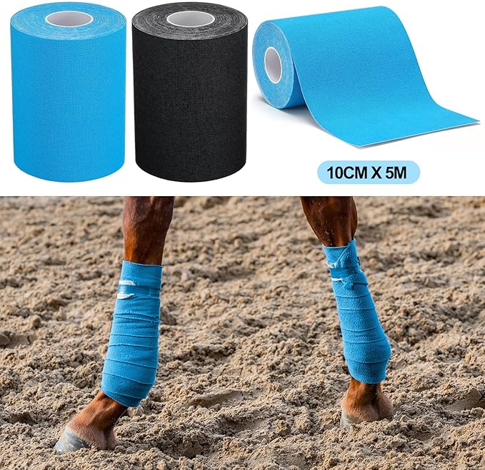 2 Pcs Veterinary Kinesiology Tape for Horses or Dogs Veterinary Horse Tape 4 Inch Equine and Canine Adhesive Uncut Roll for Vet Adhesive Animal Pets Wrap Bandages
