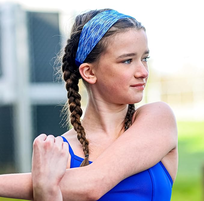 FROG SAC Sport Headbands for Girls, Adjustable Non Slip Athletic Sports Hair Bands for Women, Stretch Elastic Workout Mesh Headband for Yoga Running Exercise Soccer