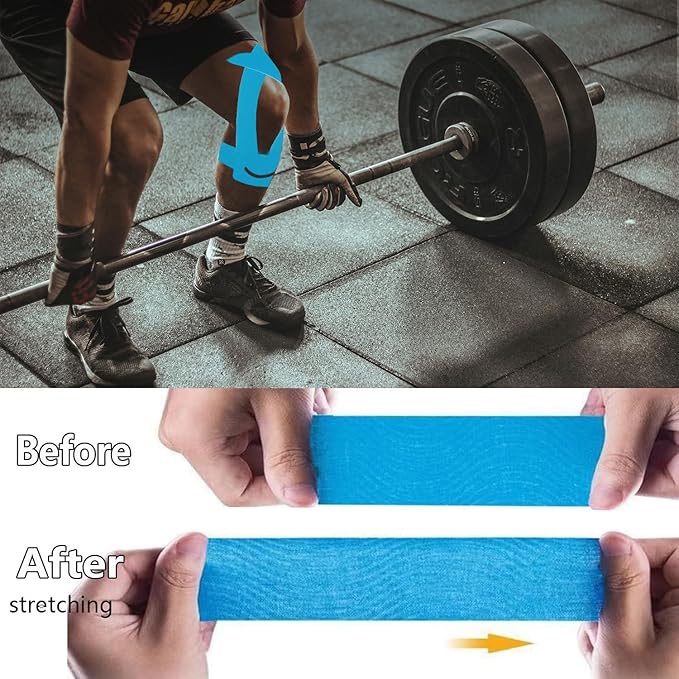 Kinesiology Tape for Knees, 12 Count Pre-Cut Waterproof Knee Tape for Knee Pain Relief Pre Cut, Original Cotton Athletic Tape, Durable Knee Tape for Sports and Long-Lasting Support (Flesh)