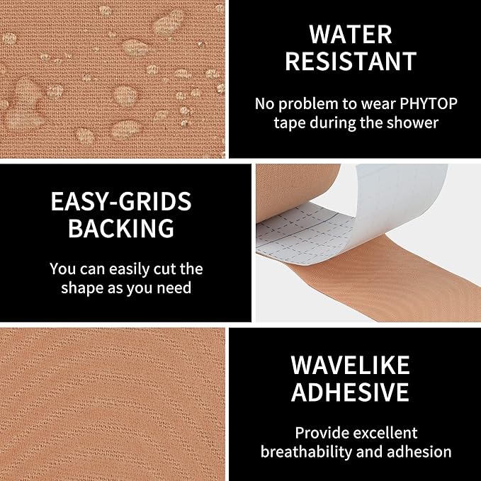 Muscle Tape Kinesiology (2 Rolls Pack) for Athletes, Rock Tape Kinesiology Tape for Physiotherapy Not Pre-Cut, Color Beige