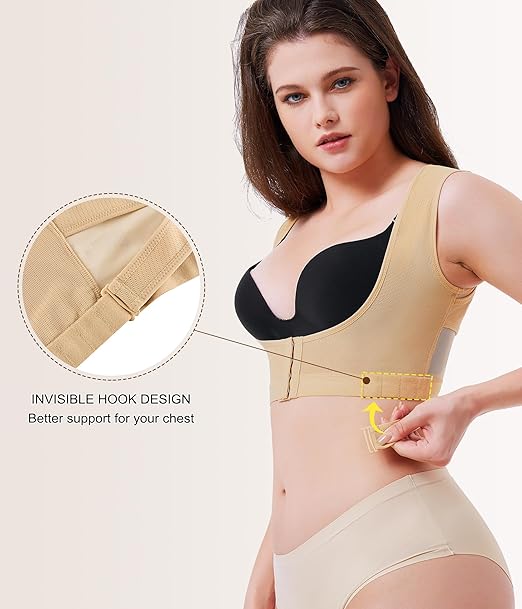 URSEXYLY Upper Back Brace for Women Breathable Posture Corrector Posture Support Back Straightener Pain Relief(Beige,XL)