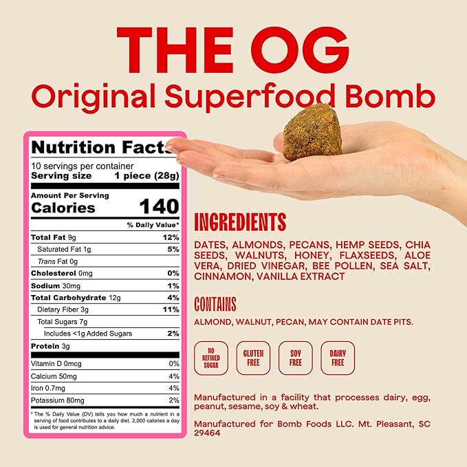 The Bomb Co. Blender Bomb, The OG, Superfood Smoothie Mix with Chia Seeds, Hemp Seeds, Flax Seeds, Sea Salt, & Amino Acids for Gut Health, Gluten Free, High Fiber, 10 Servings