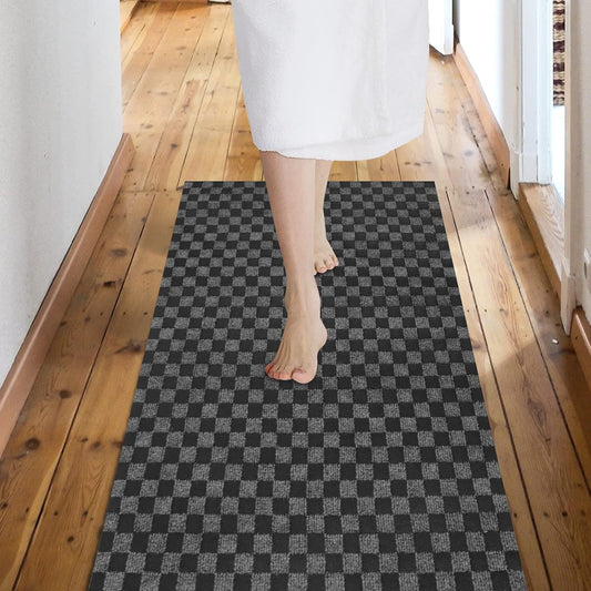 Custom Size Backed Non-Slip Area Rugs Runner, Easy Clean, Waterproof Runner Rugs for Hallway Entryway, Kitchen, Laundry, 2FT x 31FT, Gray Checkered