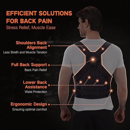 Posture Corrector for Men & Women – Adjustable Full Back Brace for Upper & Lower Back Support, Spine Alignment & Pain Relief - Large