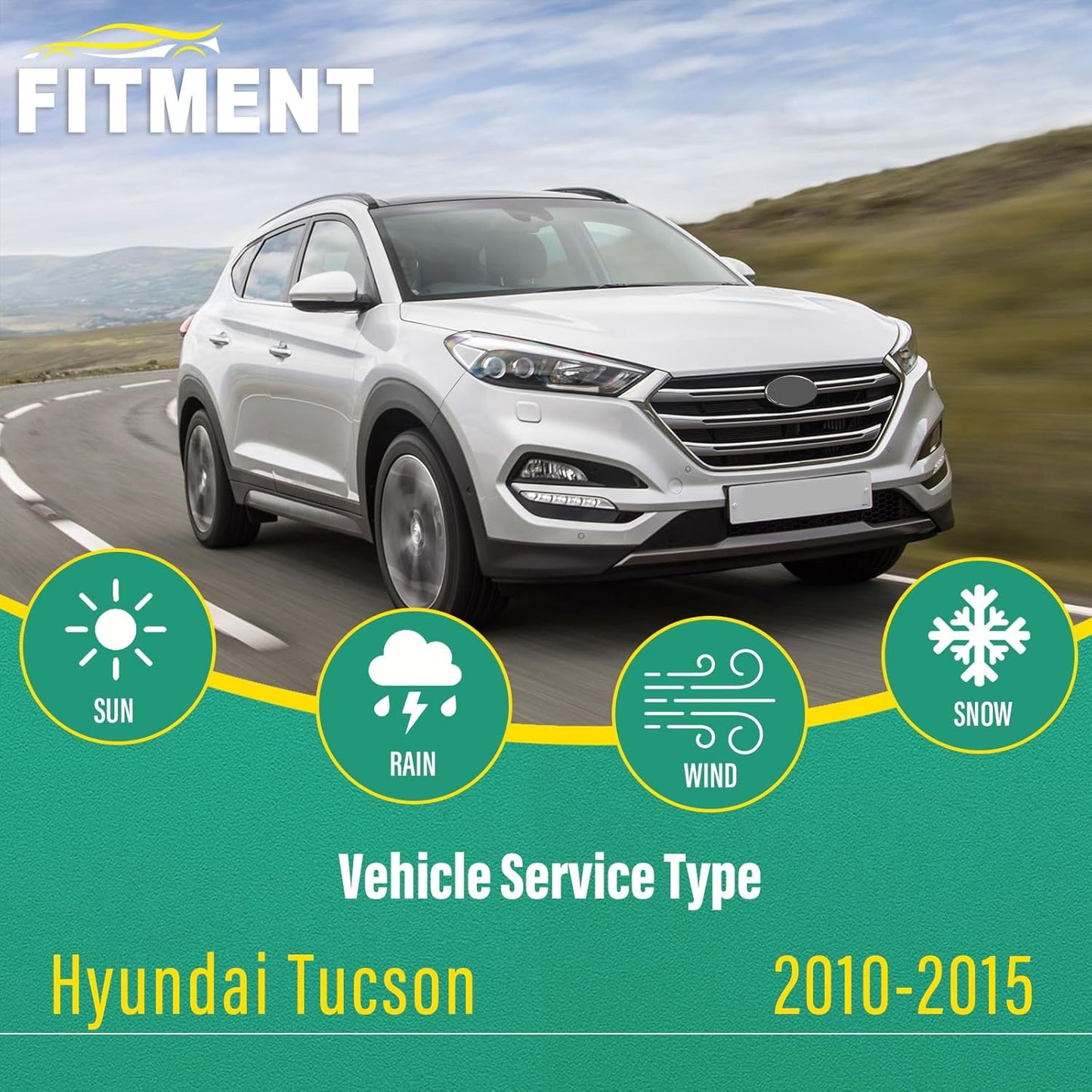 26" 16" 12" Windshield Wiper Blades Replacement for Hyundai Tucson 2010 2011 2012 2013 2014 2015 Premium All Weather Front Rear Wipers Set - OEM Quality (Pack of 3)