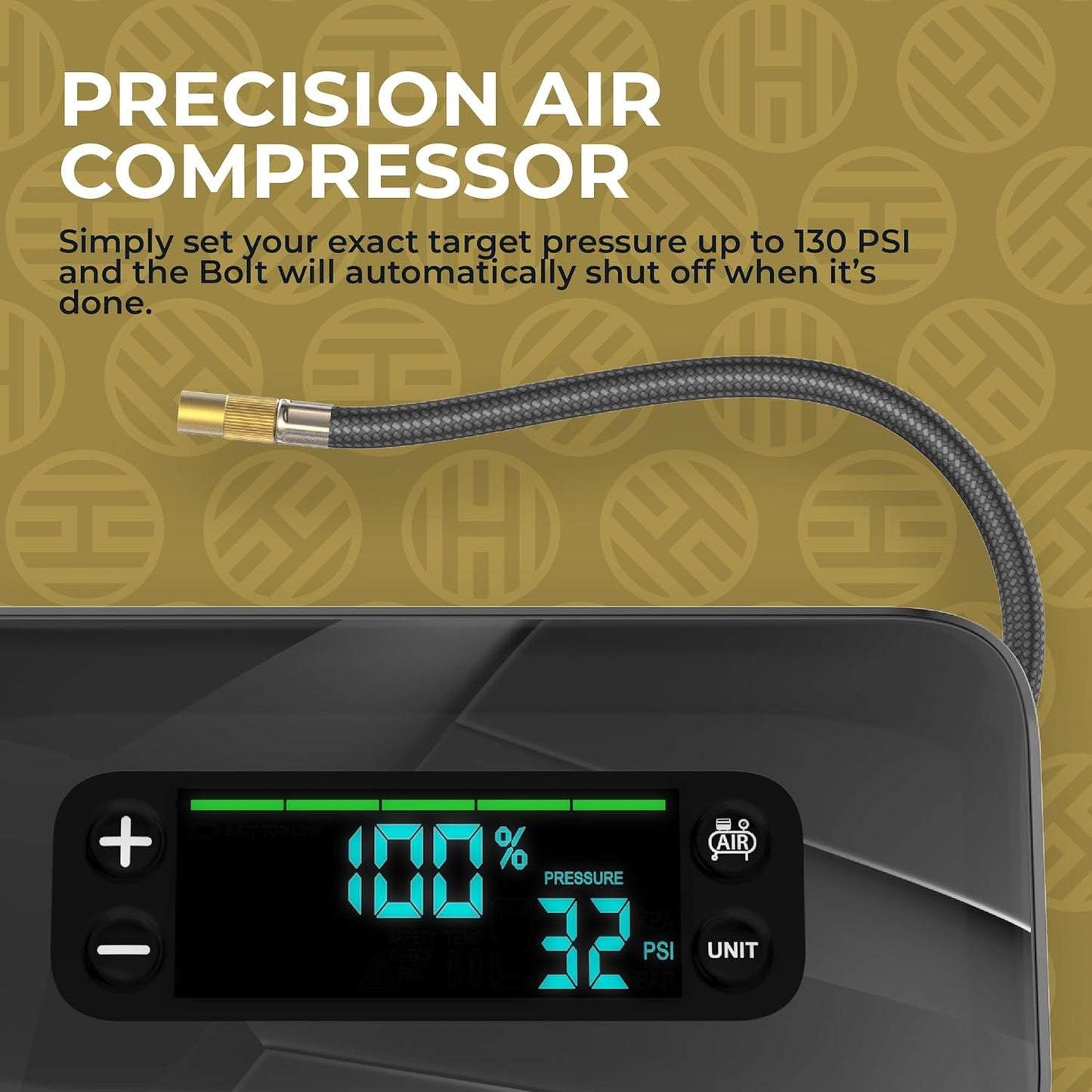 HALO Bolt Ultimate 3 Portable Car Battery Jump Starter | 130 PSI Air Compressor, 55.5Wh USB Power Bank, Large Display, Emergency Floodlight & Charger, Jumps Cars SUVs & Trucks, Inflates Tires — Grey