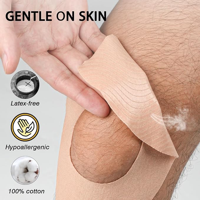 Kinesiology Tape for Knees, 10 Pcs Precut Kinesiology Tape for Knee Pain Relief & Support, Waterproof & Elastic Athletic Tape for Knee Stability, Breathable & Comfortable Knee Tape, Patent Pending