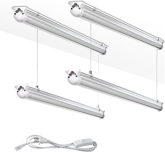 4Pack 8FT LED Shop Light Garage Lights,100W 6000K 15000LM White Light,Hanging/Surface Mount,Plug and Play,Super Bright T8 Tube Light,Linkable LED Shop Lights for Warehouse Workshop Basement