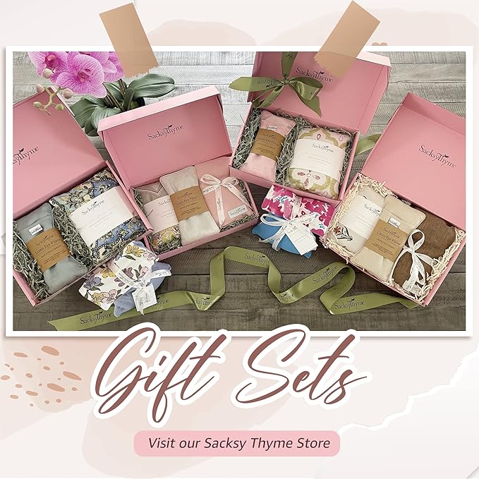 Organic Linen Eye Pillow - Lavender & Flaxseed for Relaxation, Yoga, Stress Relief - Microwavable Heating Pad & Cool Compress - Made in USA - Gifts for Meditation