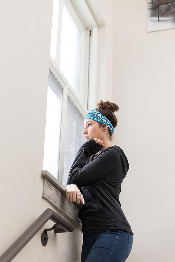 RiptGear Stretch Sport Headband for Women (Tribal Blue) — Made of Non-Slip Sweat Wicking Fabric — Great for Yoga, Running or The Gym — Soft Headband That Fits Most Head Sizes — (1-Pack)