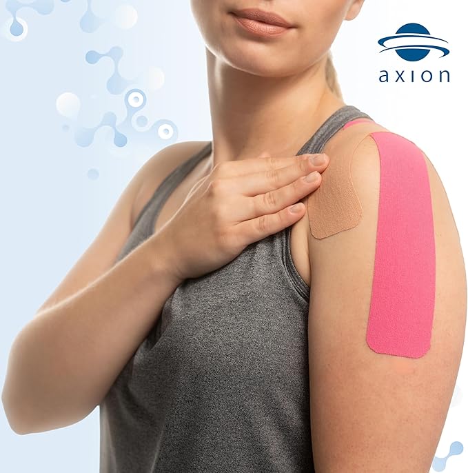 Kinesiology Tape Uncut | 2 Rolls of Athletic Sports Tape in Pink and Beige | 16ft Length and 2'' Width per Roll | Waterproof • Skin-Friendly • Elastic | Ideal for Sports | axion